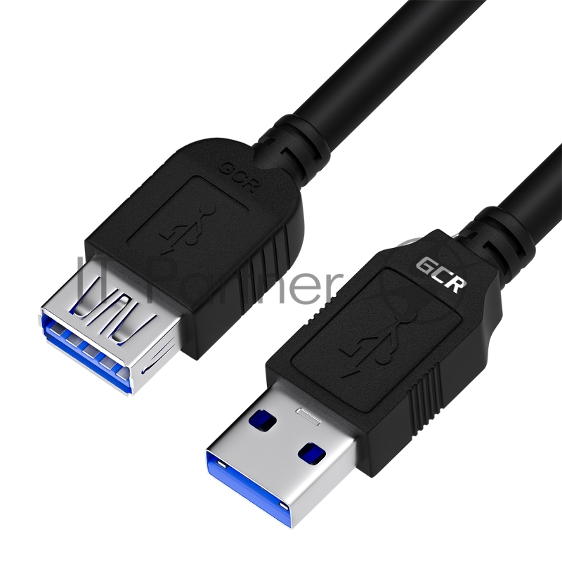 Удлинитель GCR 0.2m USB 3.0, AM/AF, черный, GCR-51874