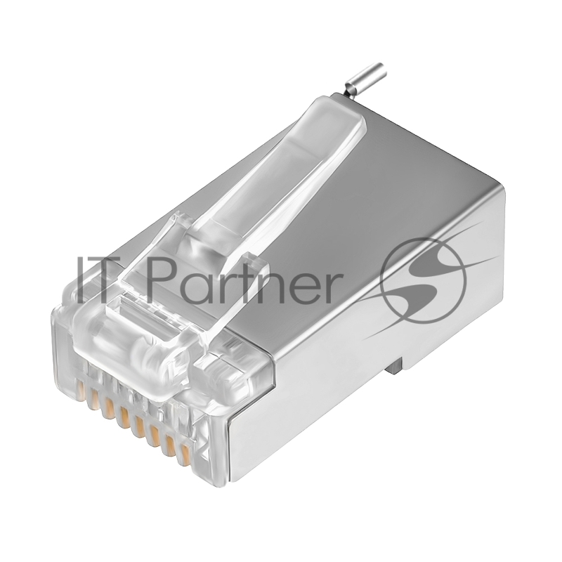 Коннектор GCR RJ-45 cat.5e FTP Male 8p8c для многожильного кабеля, экранированный, позолоченные контакты, слот для заземления, никель (10 шт)