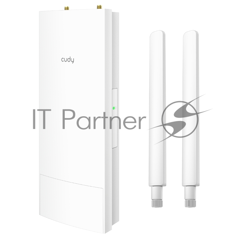 Точка доступа AX3000 High Power WiFi 6 Gigabit Outdoor Access Point, 2402Mbps at 5GHz + 574Mbps at 2.4GHz, 1 x Gigabit RJ45, 2 Detachable Antennas, 802.3at/802.3af PoE or 48V passive PoE, IP65 Waterproof, lightning protection, 48V passive PoE adapter