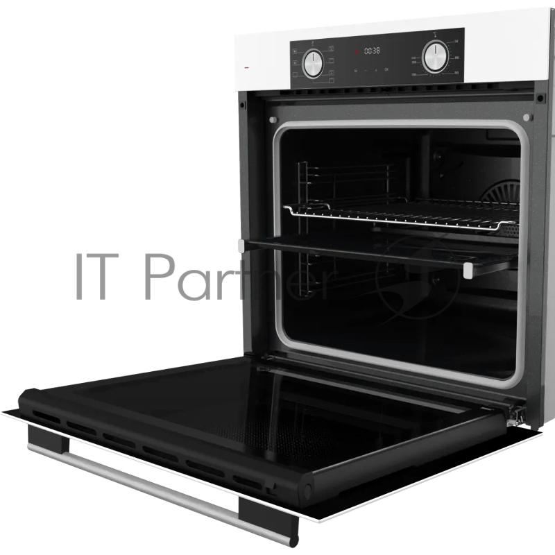 Встраиваемый духовой шкаф HF 608 W 60 см, 80 л, 6 режимов, каталитическая очистка, поворотные переключатели, телескопические направляющие на 1 уровне, белый цвет