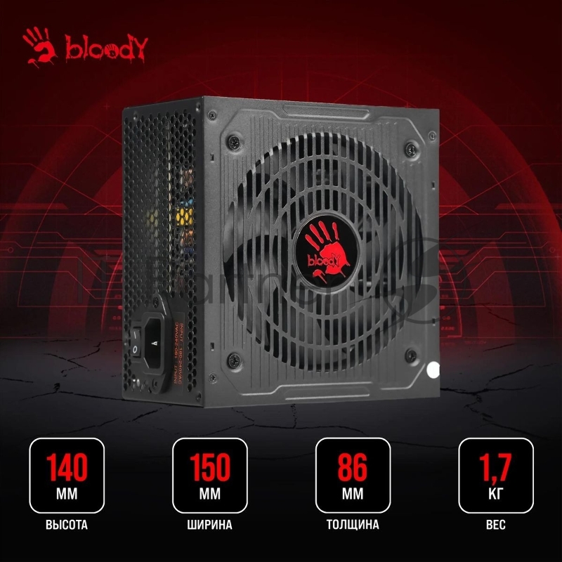 Блок питания Bloody BD-PS700W ATX 700W 80 PLUS WHITE (20+4pin) APFC 120mm fan 6xSATA RTL