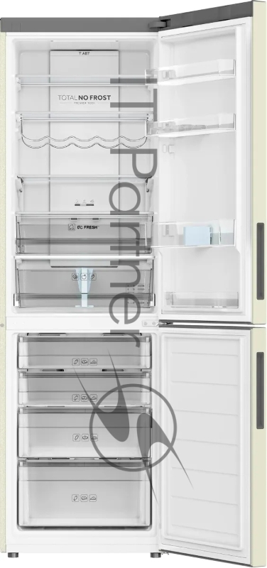 Холодильник Haier C2F636CCRGU1 бежевый, двухкамерный, 256/108л, морозилка снизу, No Frost