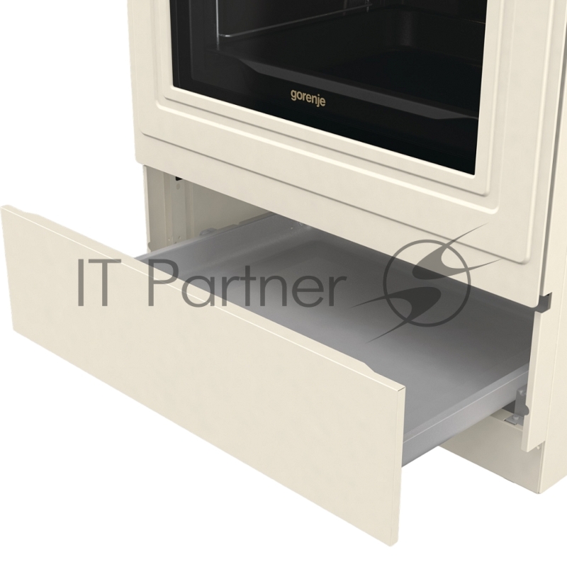 Плита Gorenje, комбинированная, 60 см, объем 71 л, электронный программатор с аналоговым дисплеем, автоматический электроподжиг, очистка паром AquaClean, энергоэффективность А, цвет бежевый
