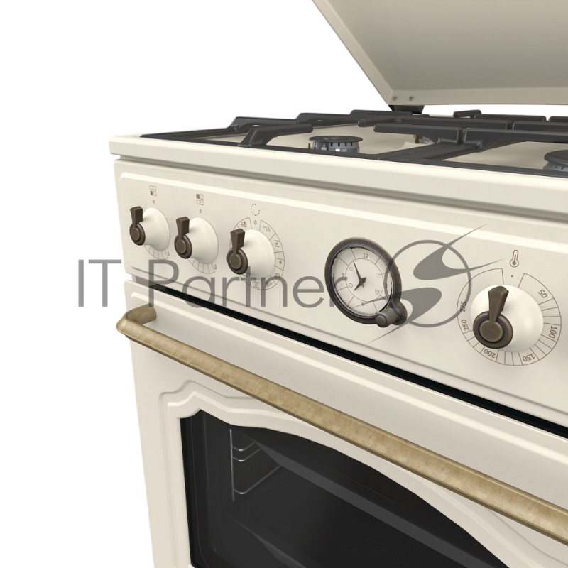 Плита Gorenje, комбинированная, 60 см, объем 71 л, электронный программатор с аналоговым дисплеем, автоматический электроподжиг, очистка паром AquaClean, энергоэффективность А, цвет бежевый