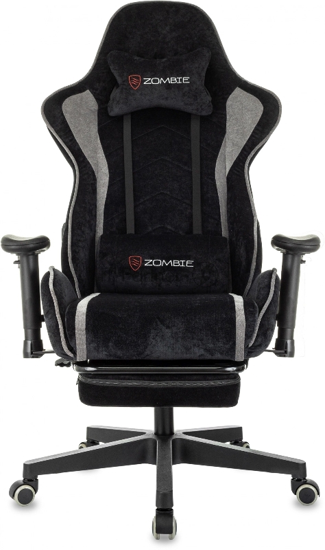 Кресло игровое Zombie Drift/F черный/серый крестов. пластик подст.для ног