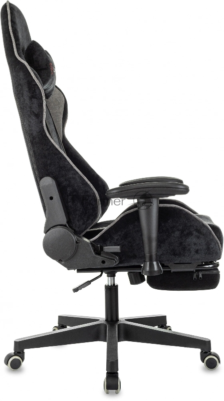 Кресло игровое Zombie Drift/F черный/серый крестов. пластик подст.для ног