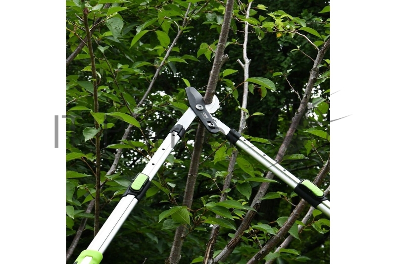 Сучкорез садовый телескопический усиленный облегченный Deli DL580423 630-870мм, макс. диаметр резки 25мм, сталь SK5, тефлоновое покрытие, прорезиненные рукоятки