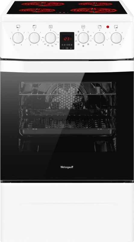 Электрическая плита Weissgauff WES 2V16 WE Premium Line стеклокерамика, без крышки, белый