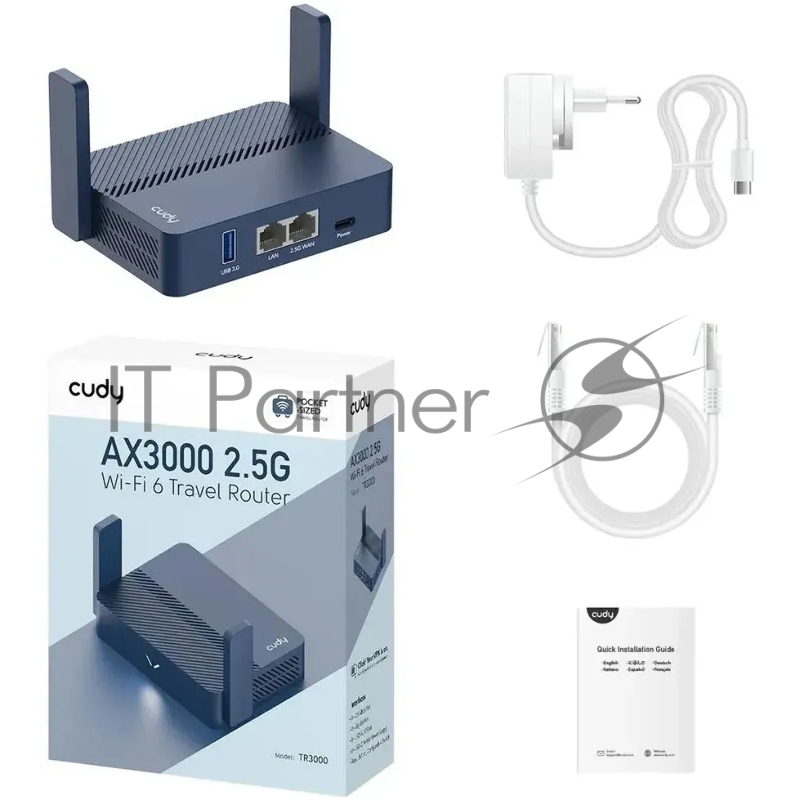 Маршрутизатор Cudy TR3000, AX3000, 2,5 Гбит/с (WAN) + 1 Гбит/с (LAN)1 USB3.0, MU-MIMO, Mesh (TR3000)