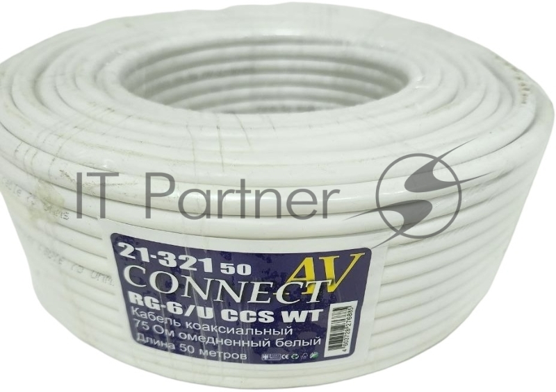 Кабель Premier CONNECT-AV RG-6/U CCS WT 100м. белый (21-321 100)
