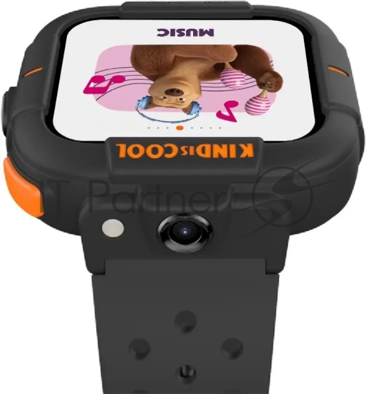 Смарт-часы Elari Маша и Медведь 1.76 IPS корп.черный силикон рем.черный (KP-MB-BLK)