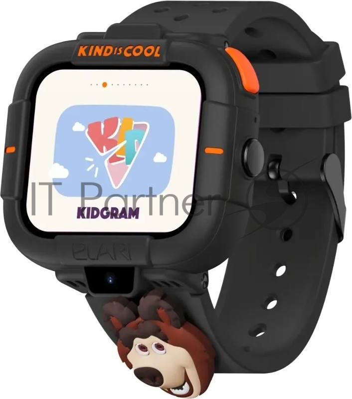 Смарт-часы Elari Маша и Медведь 1.76 IPS корп.черный силикон рем.черный (KP-MB-BLK)