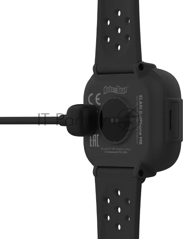 Смарт-часы Elari Маша и Медведь 1.76 IPS корп.черный силикон рем.черный (KP-MB-BLK)