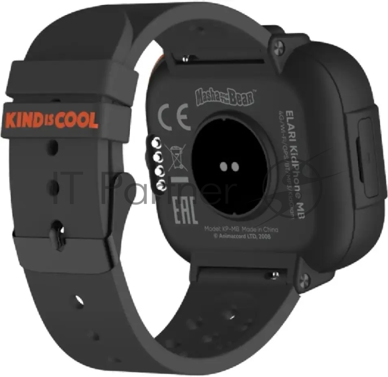 Смарт-часы Elari Маша и Медведь 1.76 IPS корп.черный силикон рем.черный (KP-MB-BLK)