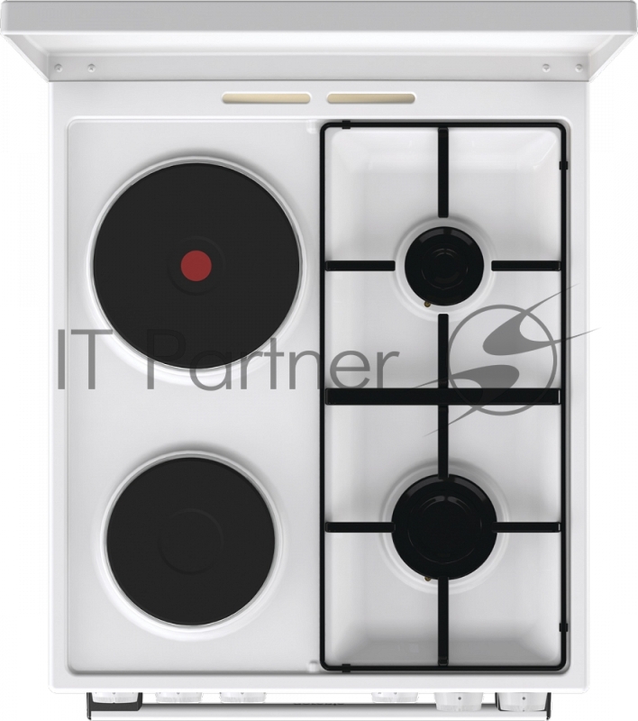 Комбинированная плита Gorenje GK5A12WG, полезный объем 68 л, очистка паром AquaClean, сводчатая форма духовки, механическое управление, электроподжиг, цвет белый