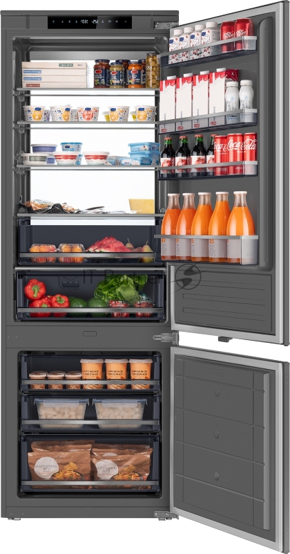 Встраиваемый холодильник Weissgauff WRKI 1970 INV. INOX нержавеющая сталь, 341л, морозилка снизу