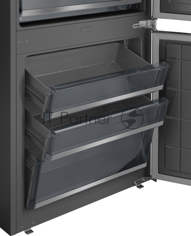 Встраиваемый холодильник Weissgauff WRKI 1970 INV. INOX нержавеющая сталь, 341л, морозилка снизу