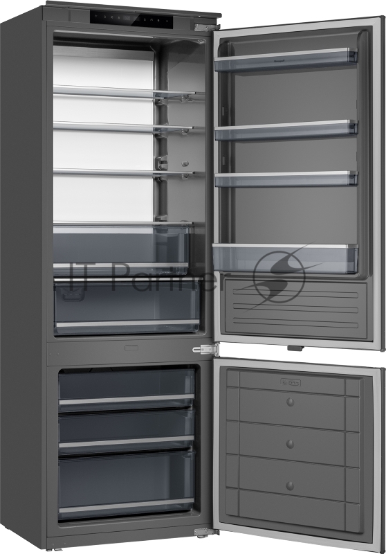 Встраиваемый холодильник Weissgauff WRKI 1970 INV. INOX нержавеющая сталь, 341л, морозилка снизу