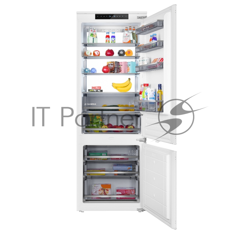 Встраиваемый холодильник Maunfeld MBF19369NFWGR LUX Inverter белый двухкамерный 257/84л морозилка снизу