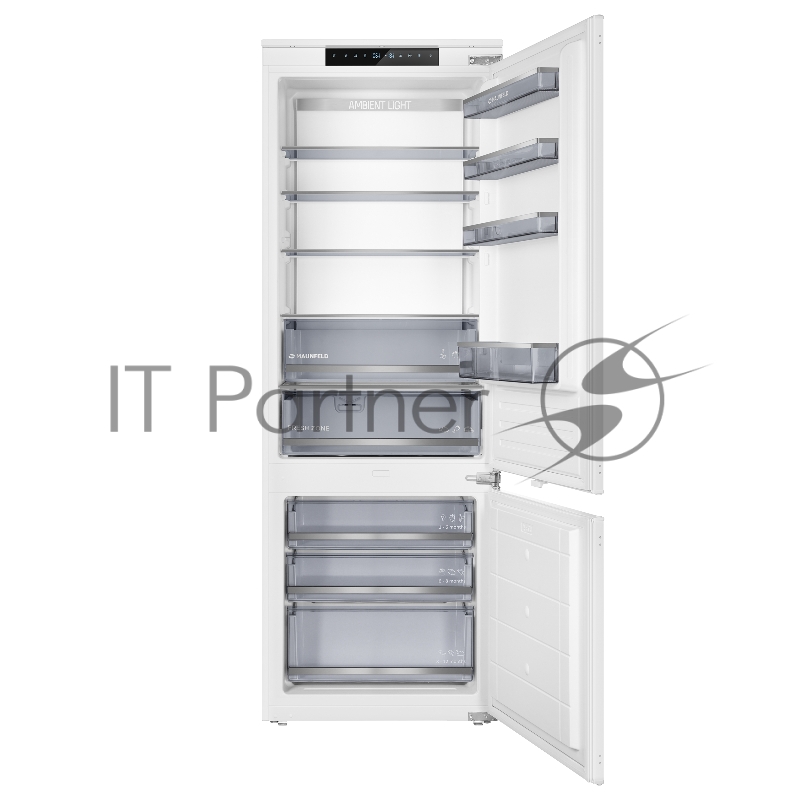 Встраиваемый холодильник Maunfeld MBF19369NFWGR LUX Inverter белый двухкамерный 257/84л морозилка снизу