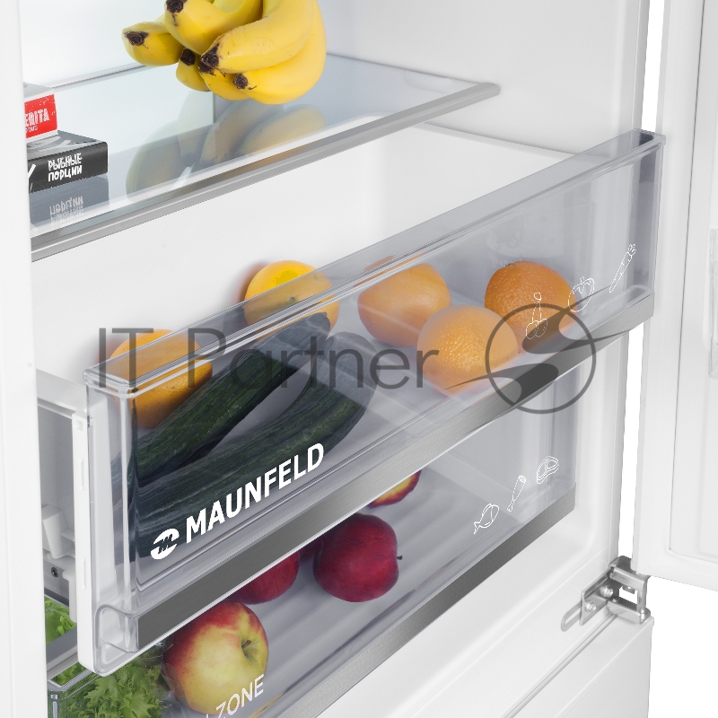 Встраиваемый холодильник Maunfeld MBF19369NFWGR LUX Inverter белый двухкамерный 257/84л морозилка снизу
