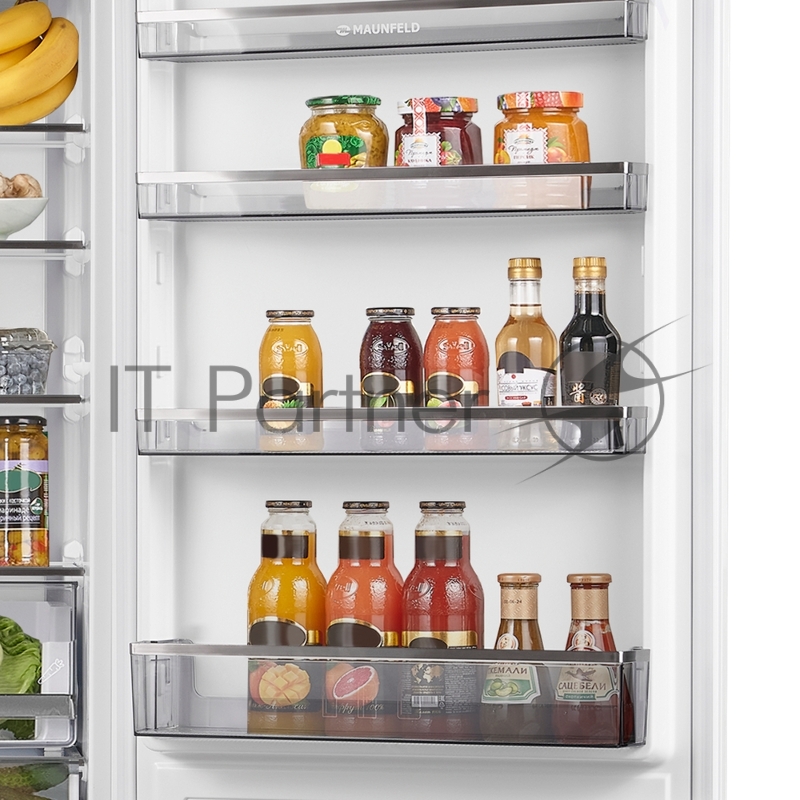 Холодильник-морозильник встраиваемый Maunfeld MBF193NFW1GR Inverter белый двухкамерный 225/57л морозилка снизу