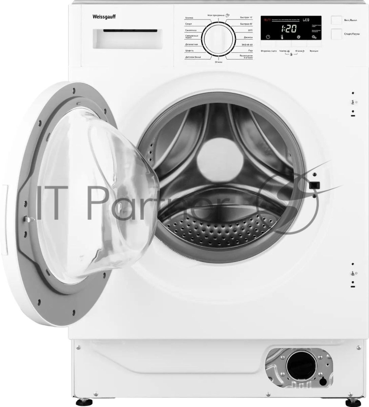 Встраиваемая стиральная машина Weissgauff WMI 6147 Inverter Steam класс:A+++, загрузка до 7кг, отжим:1400об/мин, белый