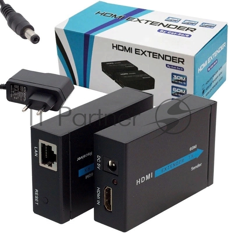 Адаптер аудио-видео Premier 5-877 HDMI (f)/RJ45 черный