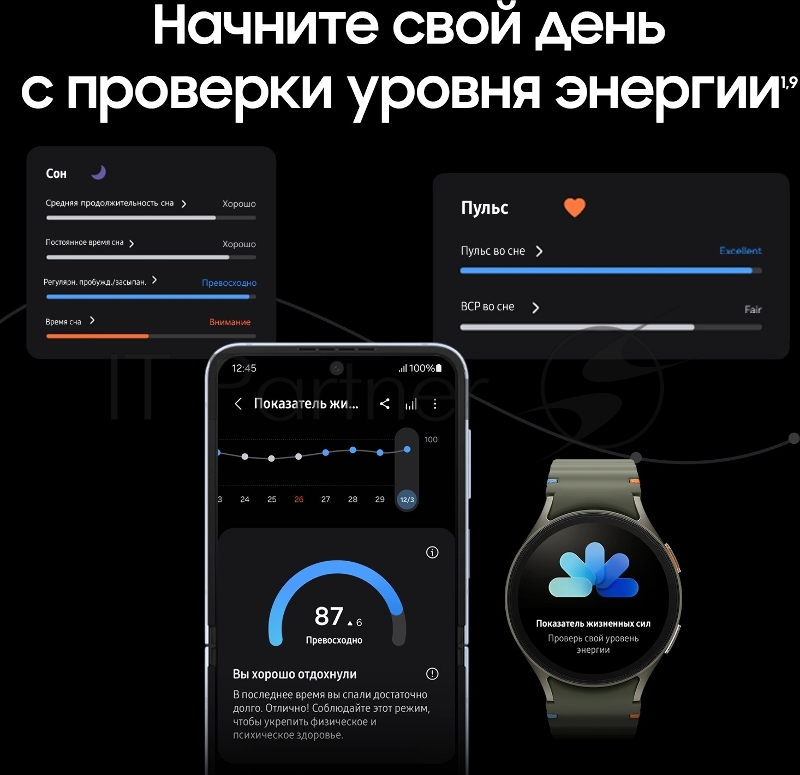 Смарт-часы Samsung Galaxy Watch 7 LTE 44мм 1.47 AMOLED корп.серебристый, рем.серебристый (SM-L315FZSACAU)