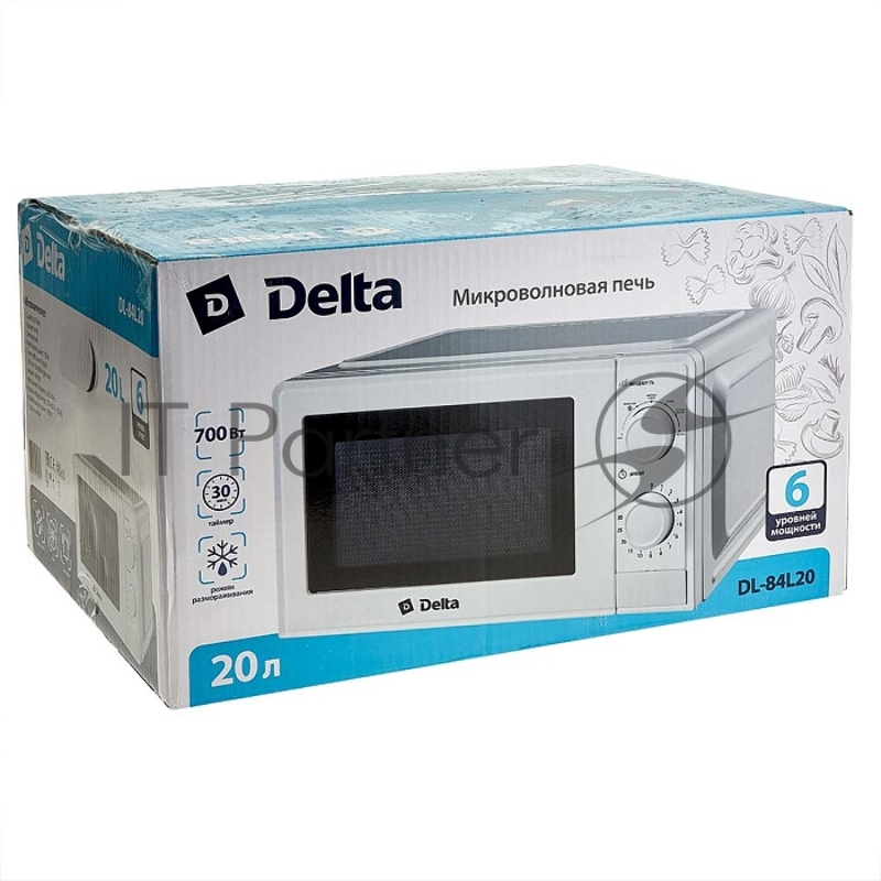 Микроволновая печь DELTA DL-84L20 белый: 700 Вт,20л