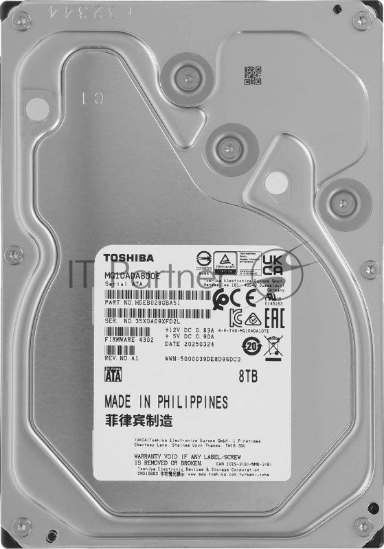 Жесткий диск Toshiba Enterprise HDD 3.5 SATA 8TB, 7200 rpm, 512MB buffer, MG10ADA800E, 1 year