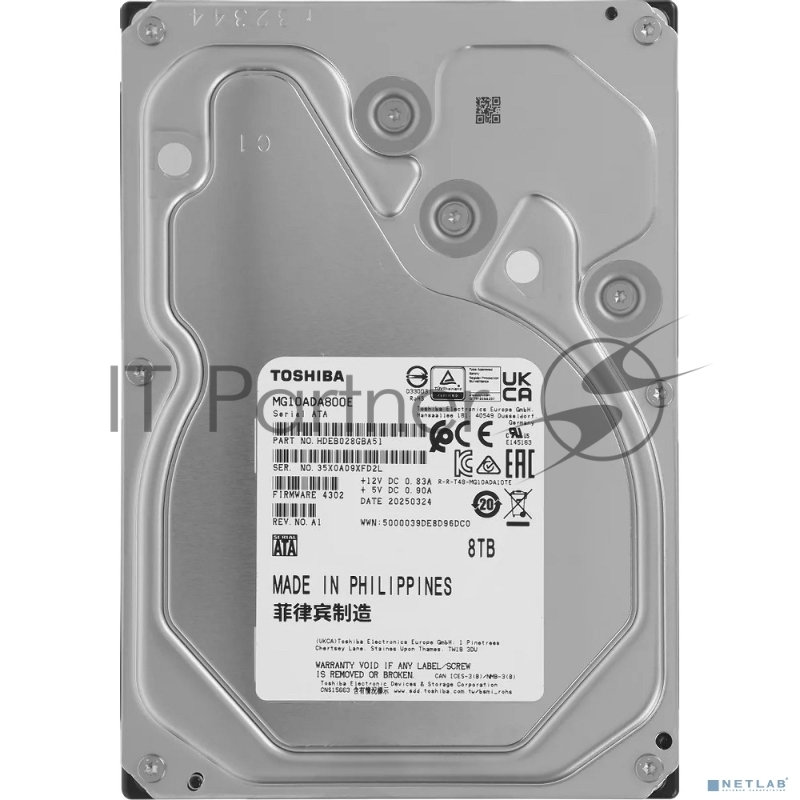 Жесткий диск Toshiba Enterprise HDD 3.5 SATA 8TB, 7200 rpm, 512MB buffer, MG10ADA800E, 1 year