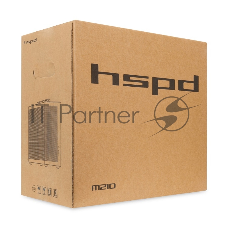 Корпус без блока питания HSPD M210, Mesh Mid Tower, Black, 0.7 SPCC, 1x90mm mATX, mITX 140/280/150mm 1x2.5, 1x3.5, 4xPCI 1xUSB-A 3.0 302x168x350mm