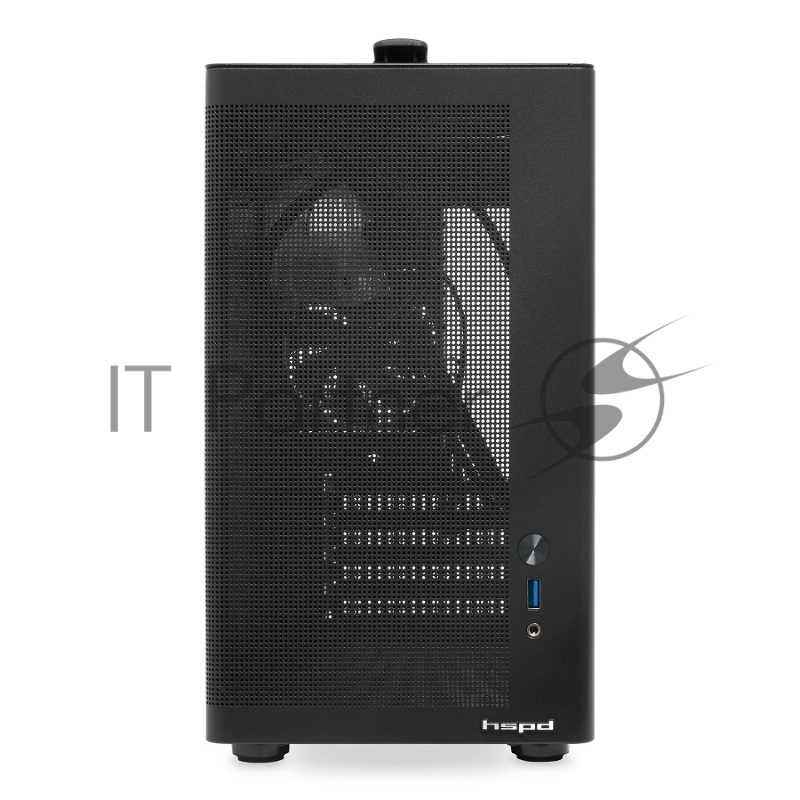 Корпус без блока питания HSPD M210, Mesh Mid Tower, Black, 0.7 SPCC, 1x90mm mATX, mITX 140/280/150mm 1x2.5, 1x3.5, 4xPCI 1xUSB-A 3.0 302x168x350mm