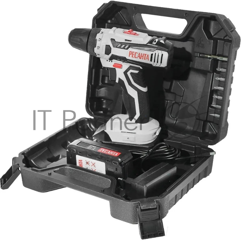 Дрель-шуруповерт аккумуляторная Ресанта ДА-ЛК20/2 900/75/14/21