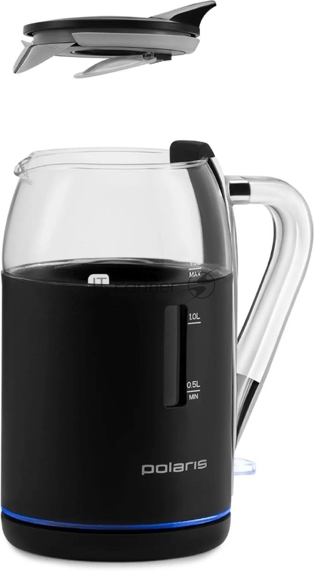 Чайник Polaris PWK-1563-СGL, 1.5л, 2200Вт, черный/прозрачный