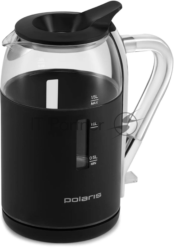 Чайник Polaris PWK-1563-СGL, 1.5л, 2200Вт, черный/прозрачный