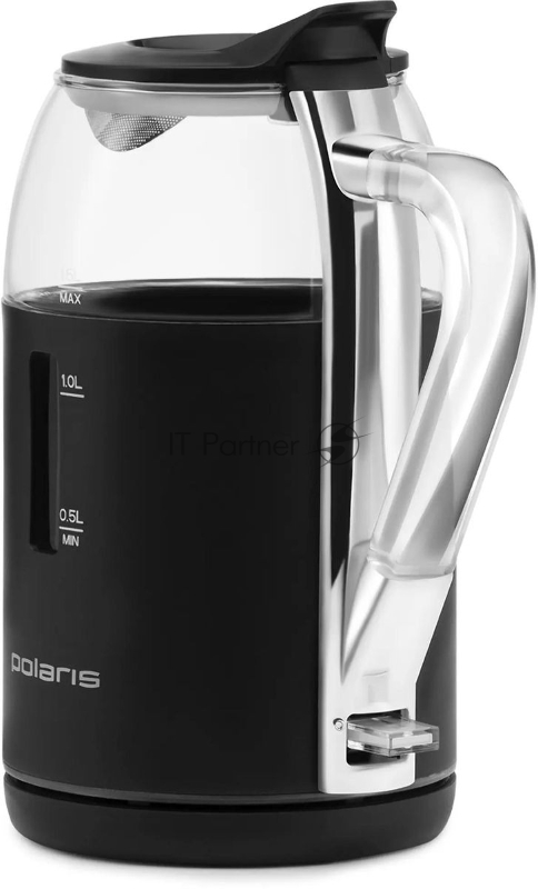 Чайник Polaris PWK-1563-СGL, 1.5л, 2200Вт, черный/прозрачный