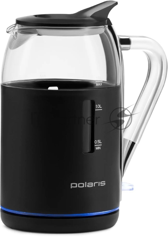 Чайник Polaris PWK-1563-СGL, 1.5л, 2200Вт, черный/прозрачный