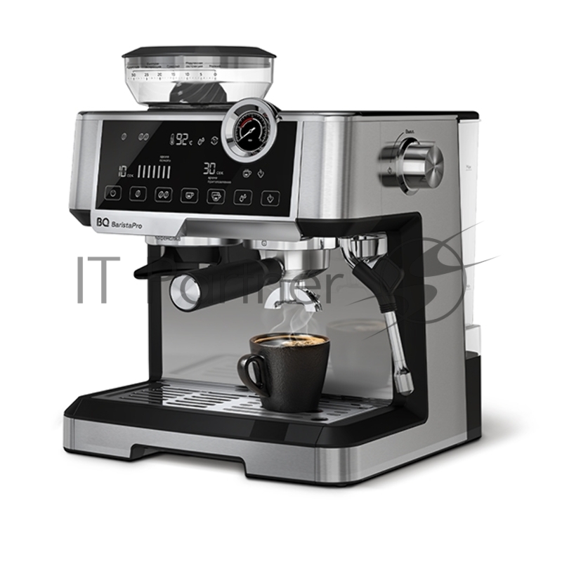 Кофеварка BQ CM5002 Steel-Black. Мощность:2400 Вт / Давление:19 бар / Двойная эффективность : В модели установлены 2 нагревательных элемента и 2 помпы, что позволяет одновременно готовить кофе и взбивать нежную пену, что значительно ускоряет процесс