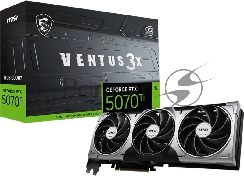 Видеокарта MSI PCI-E RTX 5070 Ti 16G VENTUS 3X OC+ NVIDIA GeForce RTX 5070TI 16Gb 256bit GDDR7 2482/28000 HDMIx1 DPx3 HDCP Ret