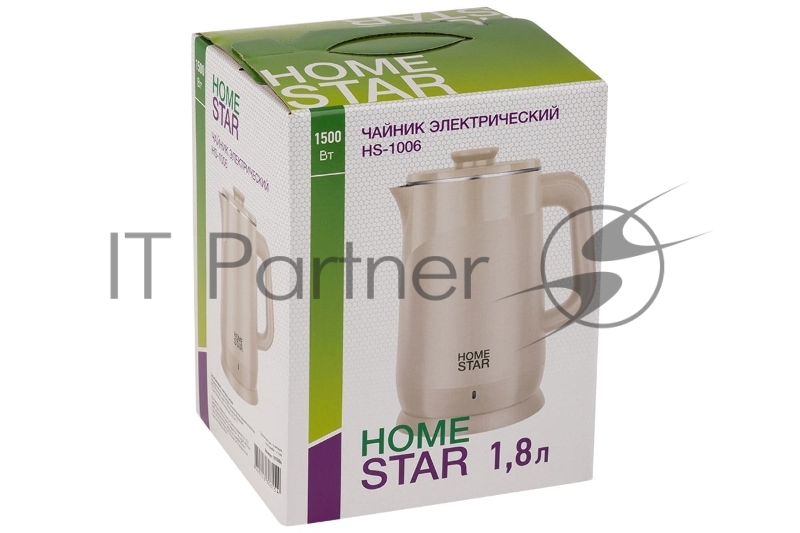 Чайник электрический Homestar HS-1006 1.8л бежевый, двойной корпус