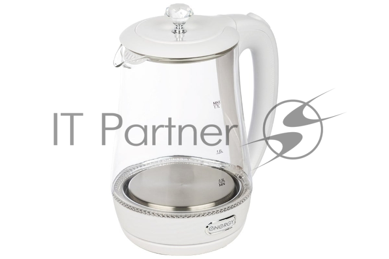 Чайник электрический Energy E-207 1.7л, стекло, пластик, белый