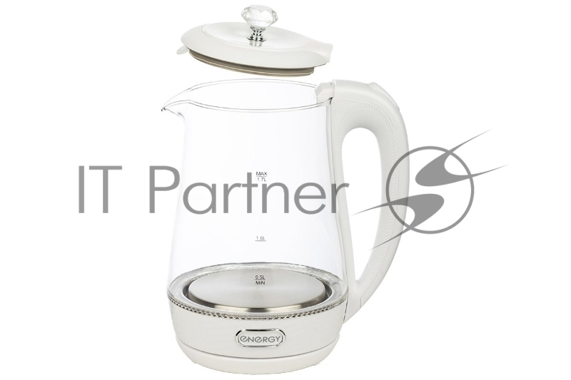 Чайник электрический Energy E-207 1.7л, стекло, пластик, белый
