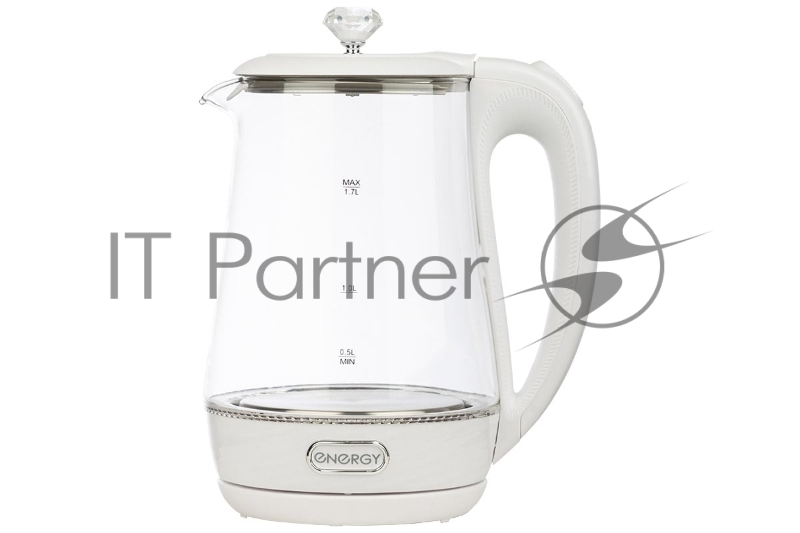 Чайник электрический Energy E-207 1.7л, стекло, пластик, белый
