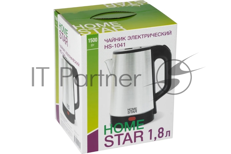 Чайник электрический HOMESTAR HS-1041 1,8л, нержавейка, черный