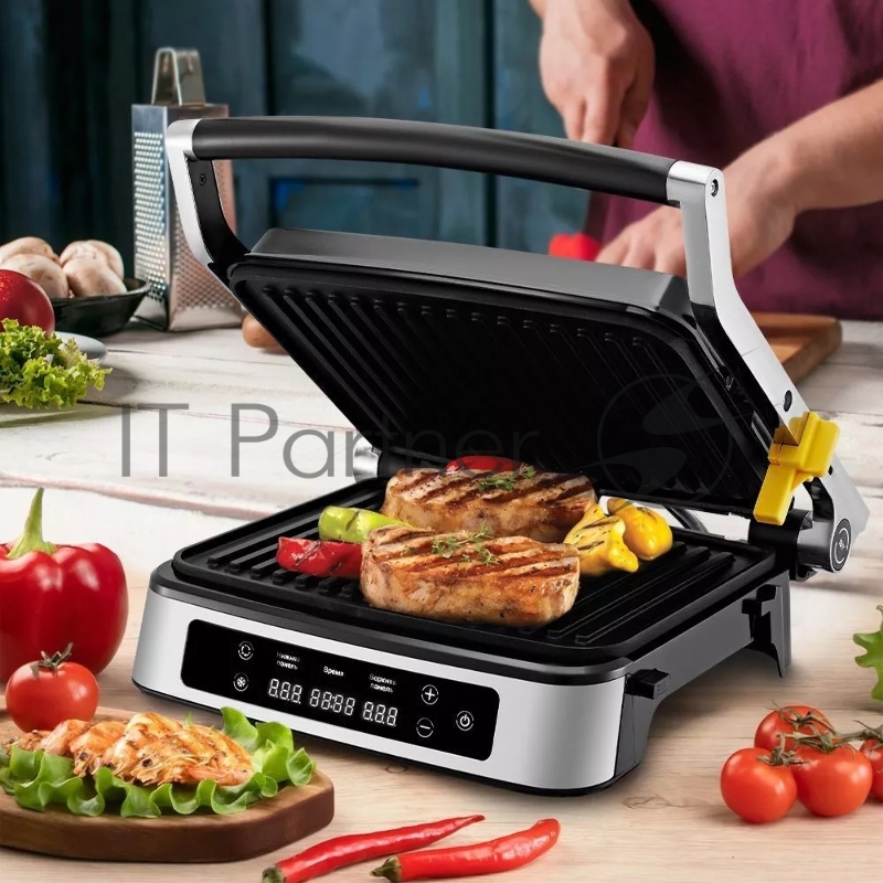 Электрогриль Kitfort КТ-3615 2000Вт серебристый/черный