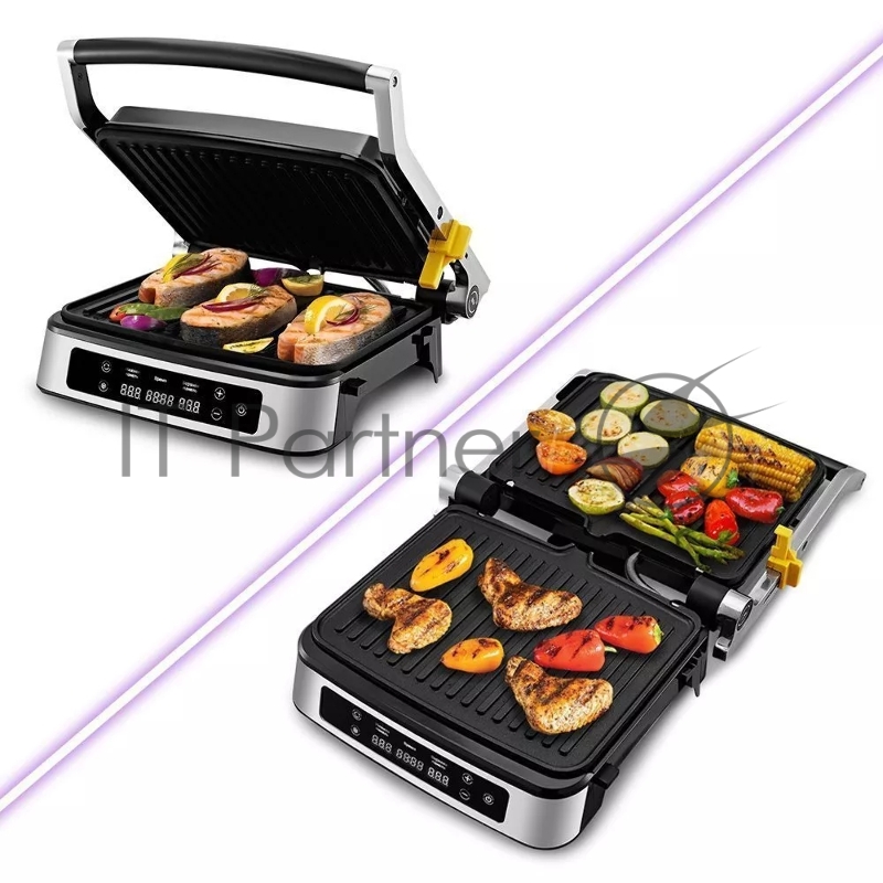 Электрогриль Kitfort КТ-3615 2000Вт серебристый/черный