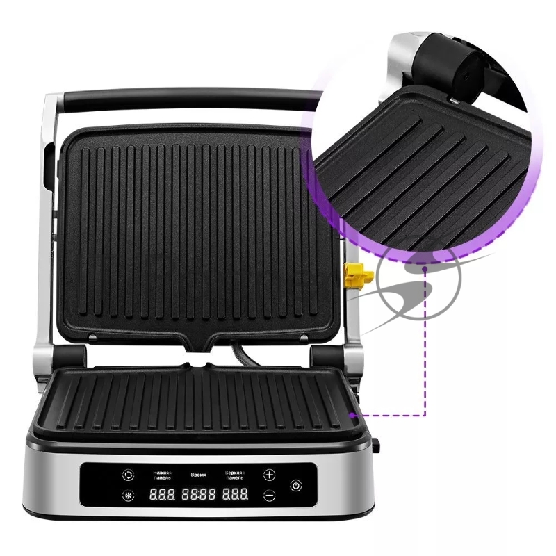 Электрогриль Kitfort КТ-3615 2000Вт серебристый/черный