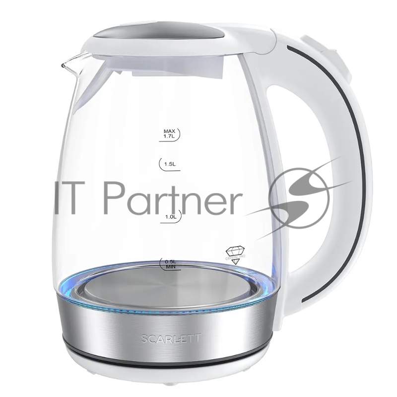 Чайник электрический Scarlett SC-EK27G104 1.7л. 2200Вт белый корпус: стекло/пластик